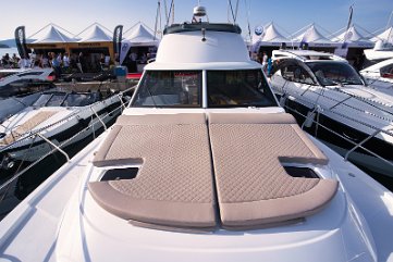 Sunbathing on the Bow - Adriana 44 Fly Large and comfortable sun pads on the foredeck of 'Baby Blue'.