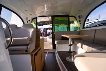 Bright Salon & Cockpit Access - Adriana 44 Fly Large glass doors connect the cockpit directly to the cozy salon of 'Baby Blue'.