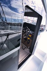 Motor Yacht Sealine F430 Helm Door Convenient sliding door providing direct access from the helm to the side deck.