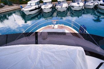 Motor Yacht Trawler 41 - Bow Overview Complete view of the spacious foredeck on 'Swift Home', combining comfort with robust maritime features.